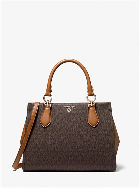 michael kors signature marilyn small satchel|Marilyn Medium Signature Logo Satchel .